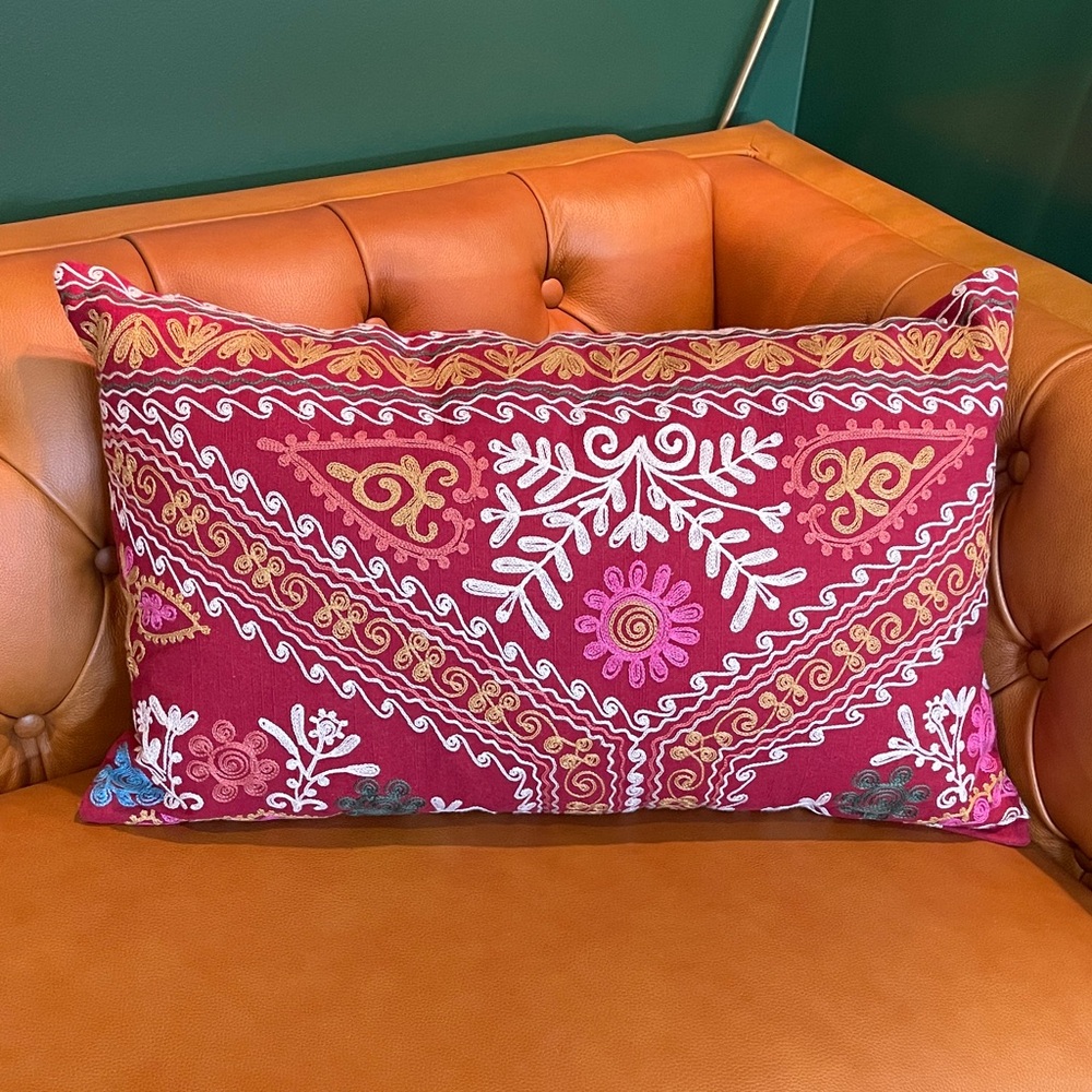Pottery Barn embroidered lumbar pillow cover NWOT